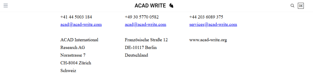 Acad Write Kontakt