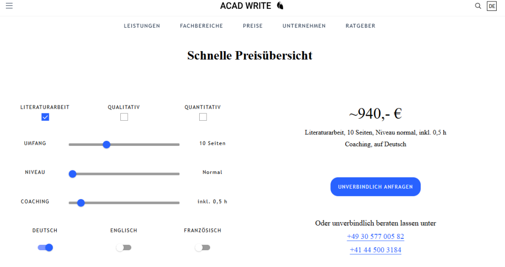 Acad Write Preise